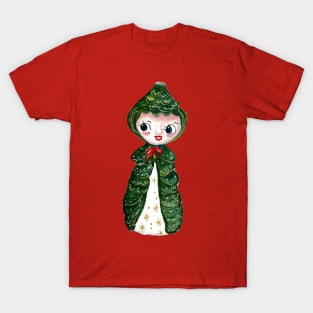 Vintage Christmas Tree girl T-Shirt